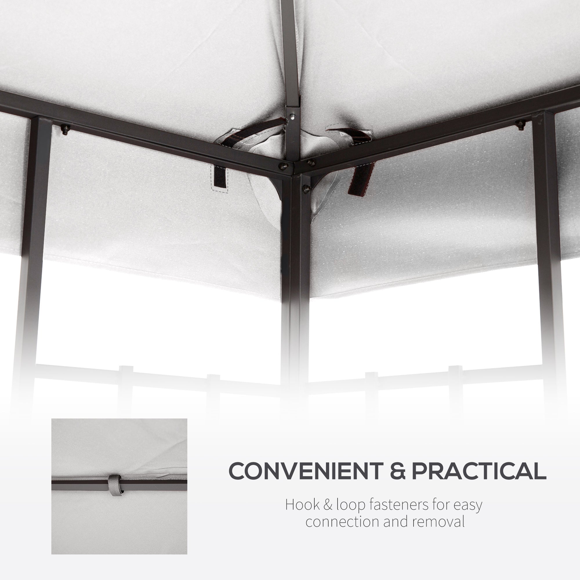 3x3(m) Replacement Gazebo Canopy Double Tier Roof Top Beige