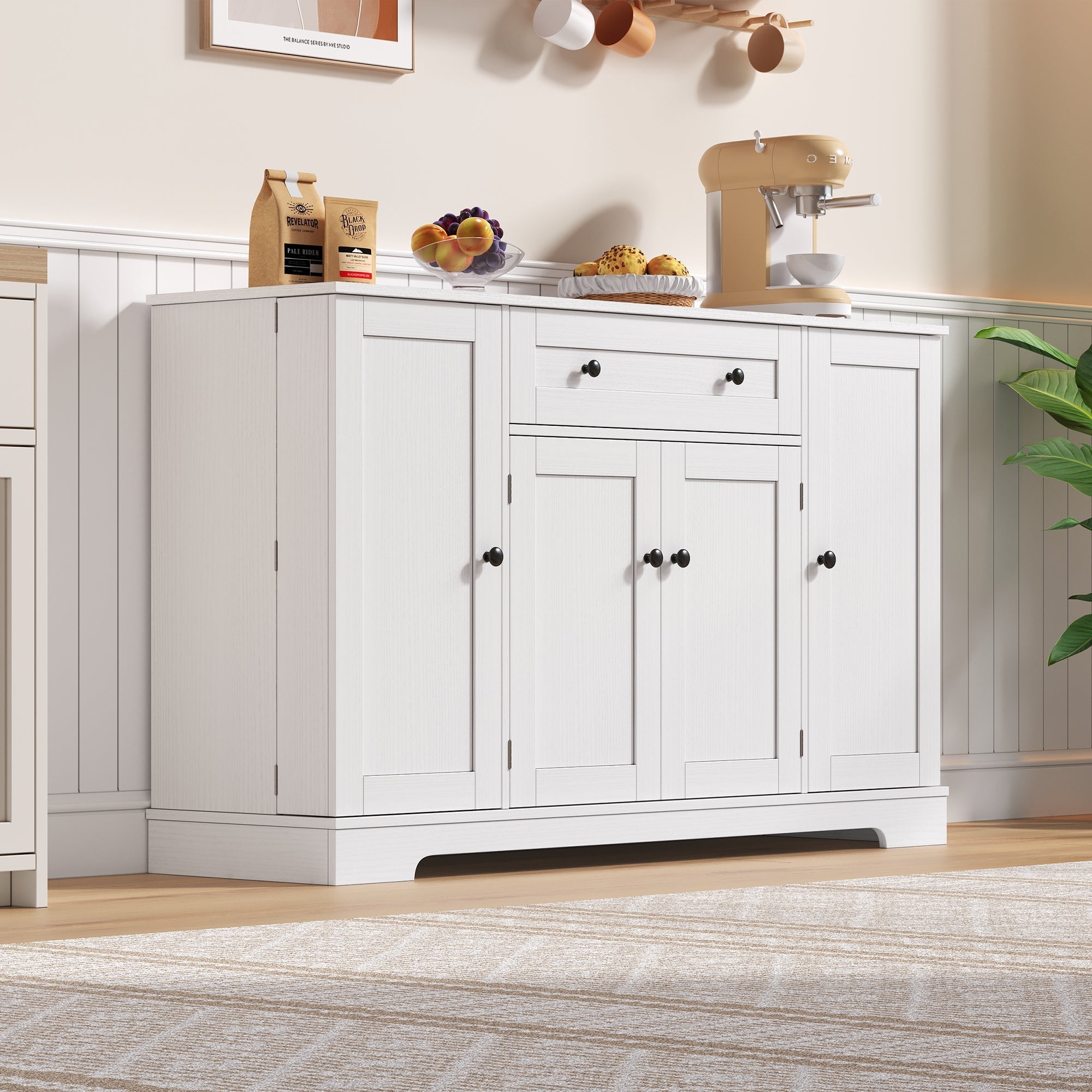 Multifunctional Buffet 138cm Sideboard Drawer Adjustable Shelves
