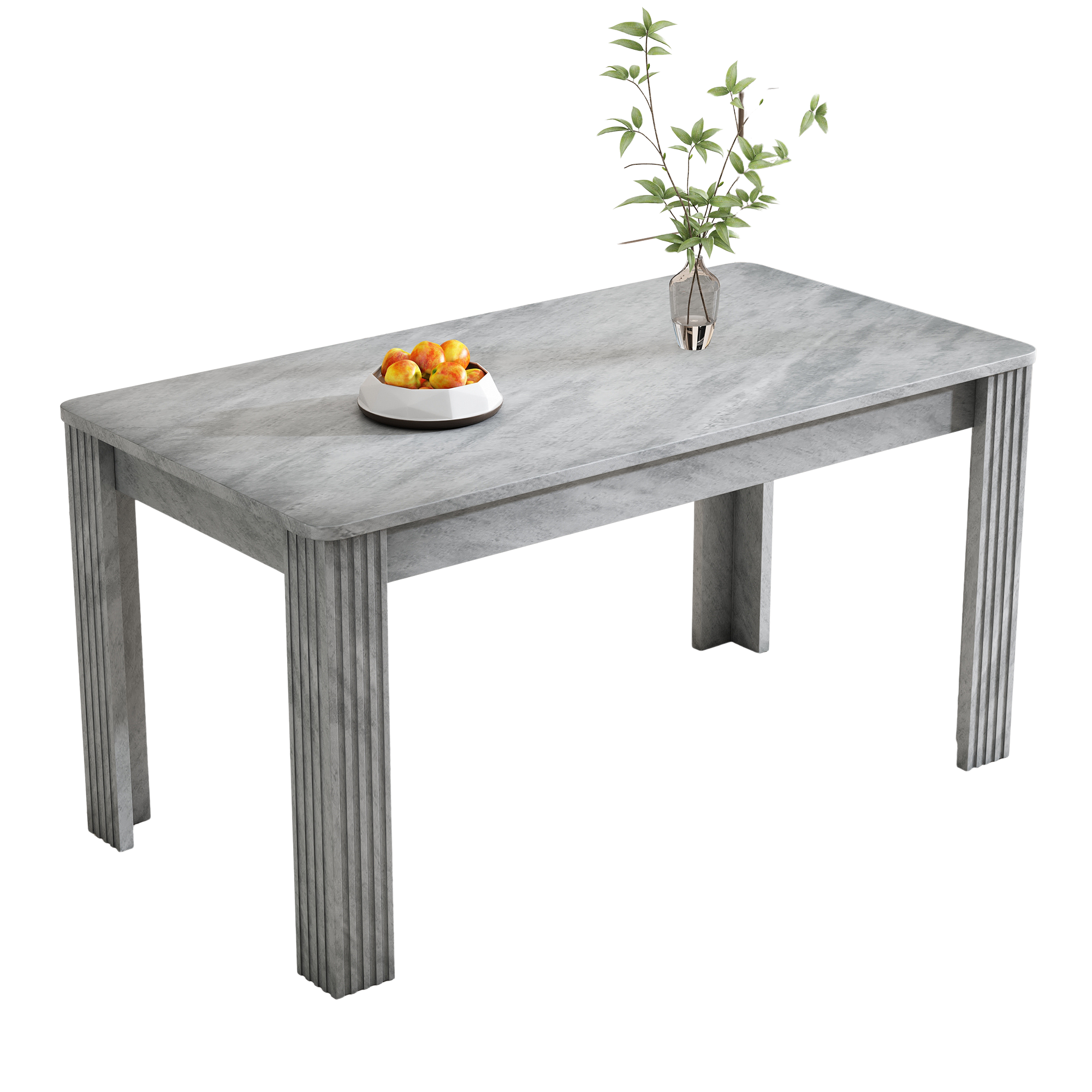 Dining Table Rectangular Sturdy Modern Oak - Concrete Look