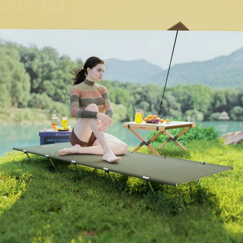 Lightweight Camping Bed, Portable Cot 150kg Support, Dark Green