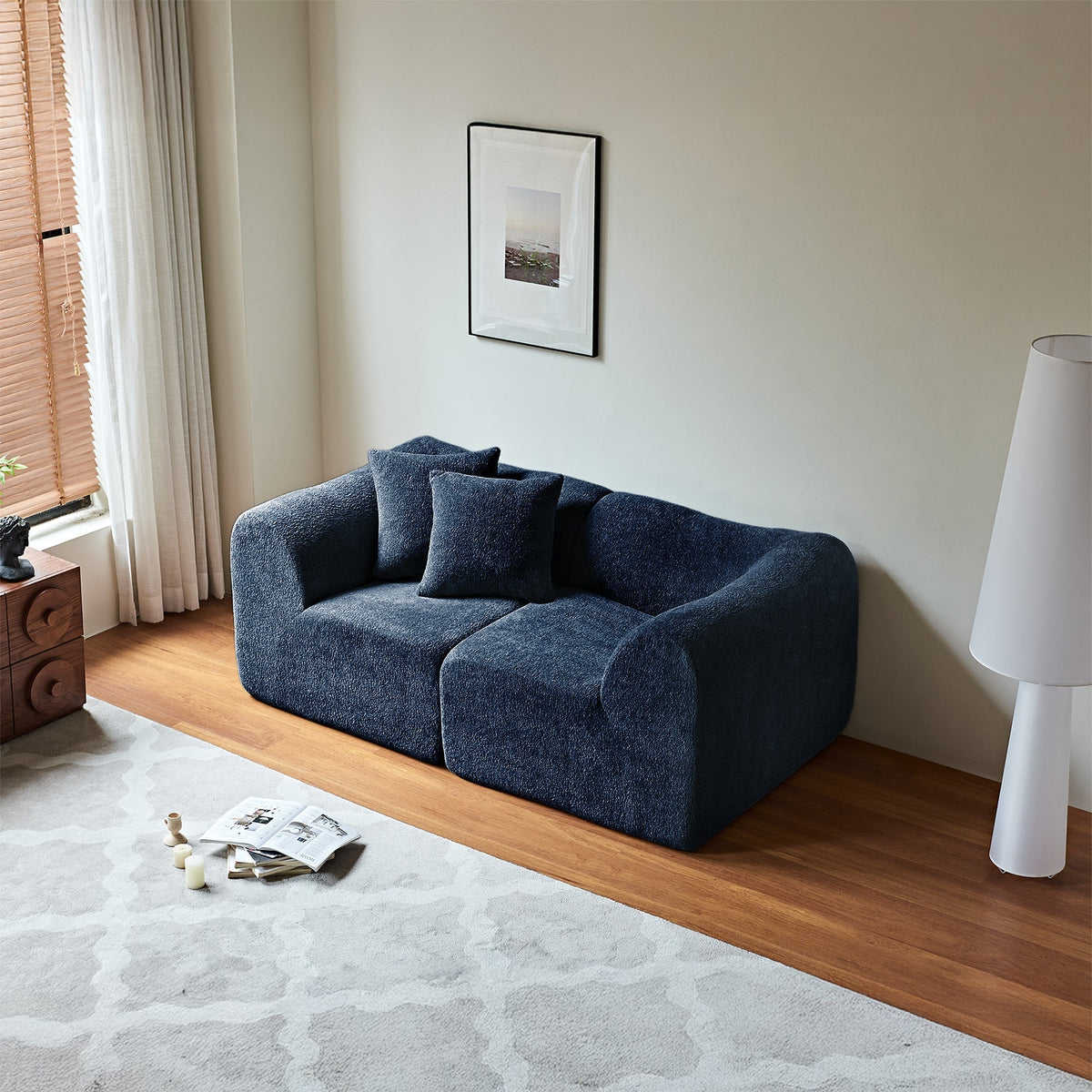 Modern 2-Seater Loveseat Space-Saving Cushions - Velvet