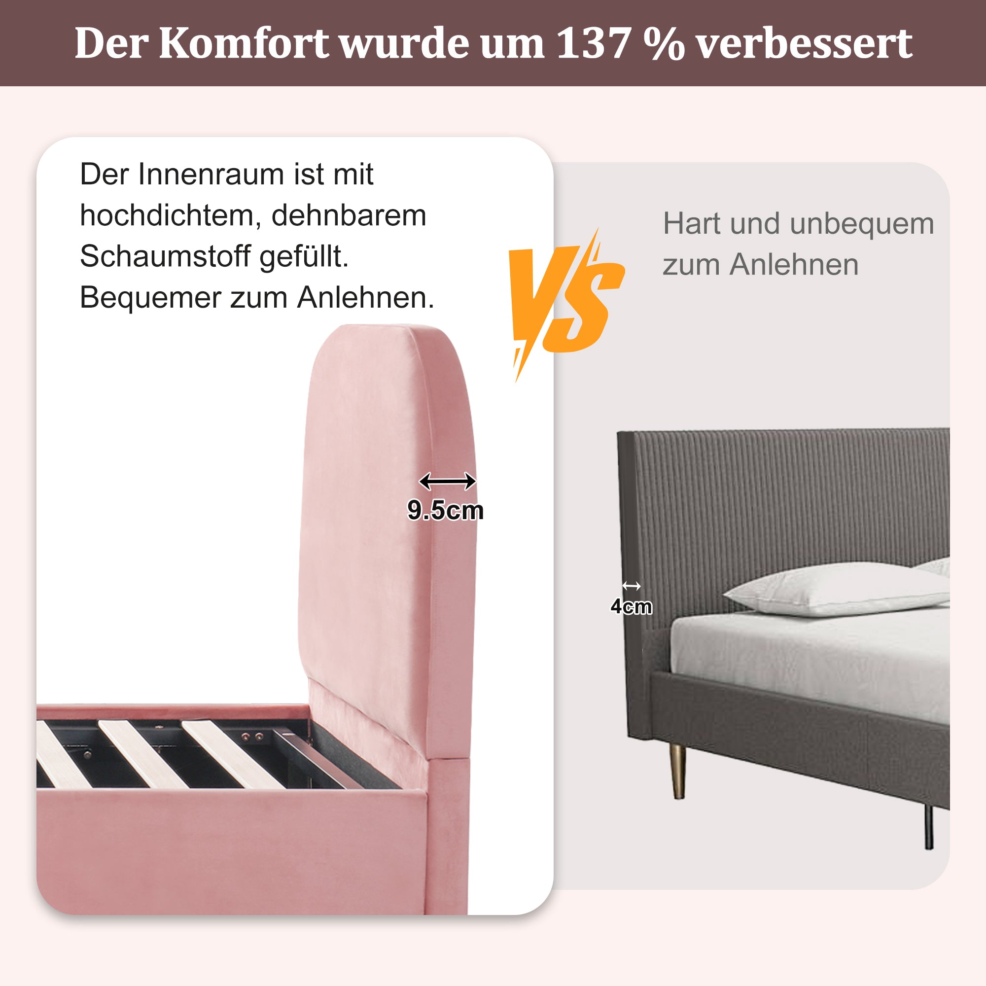 Upholstered Bed 90x200cm Hydraulic Storage Headboard, Velvet Pink
