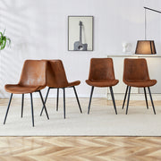Dining Chairs Set of 4 Widened Seat Metal Legs - Brown Tech-Fabric