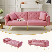 Modern 2-Seater Sofa Bed, Adjustable Backrest, Gold-Plated Metal Feet, Velvet