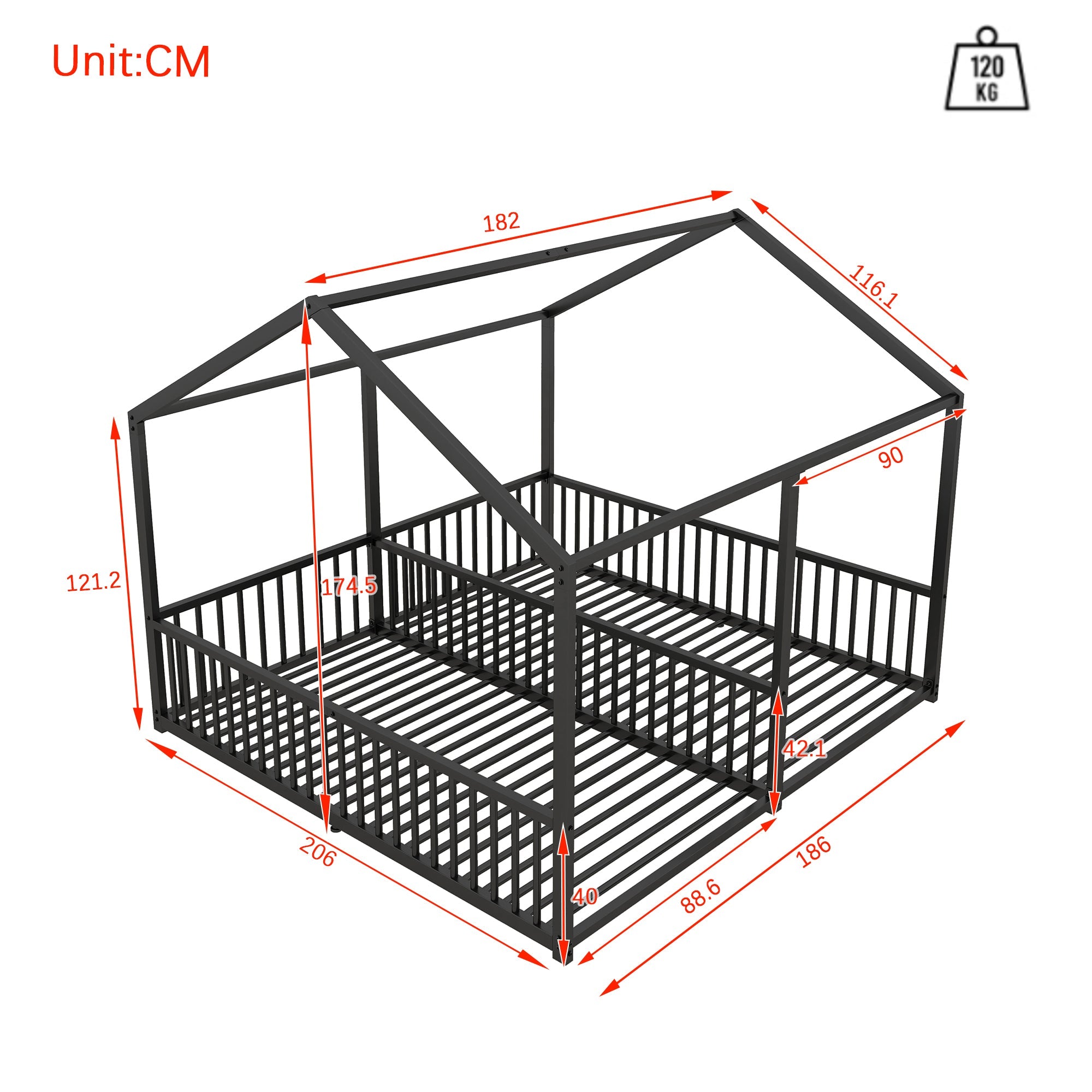 N636P196248B Bed Parts, Not Sold Separately, Black Metal