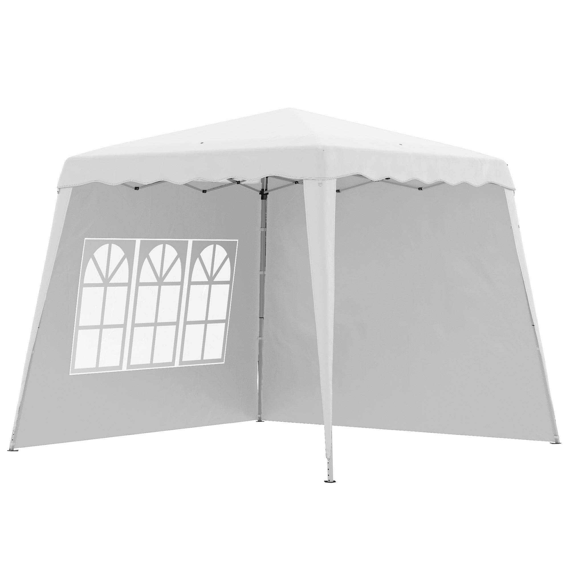 Folding Gazebo, 2.4 x 2.4m, Side Wall, Height-Adjustable, UV Protection, White