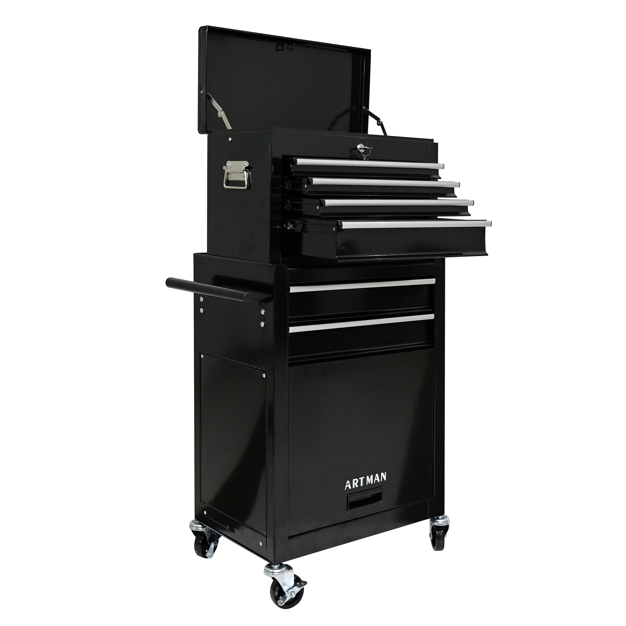 High-capacity Rolling Tool Chest, 6-Drawer Storage Cabinet with Wheels, Black