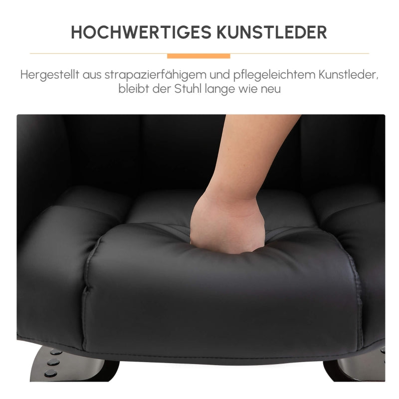 Liegesessel, Massagefunktion & Hocker, Kunstleder Schwarz