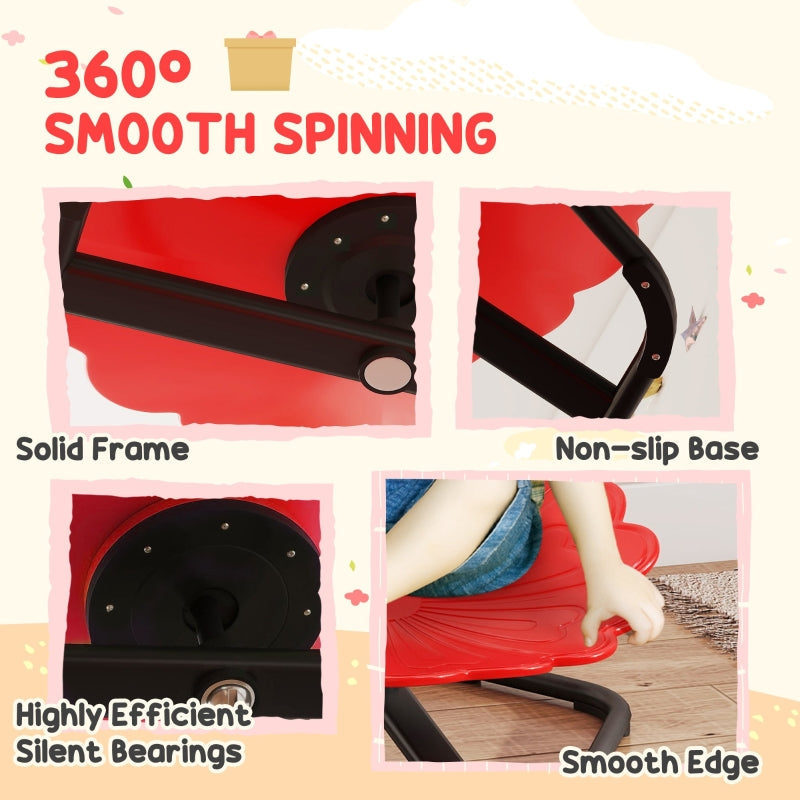 Flower-Shaped Sensory Spinning Chair Non-Slip Base Red