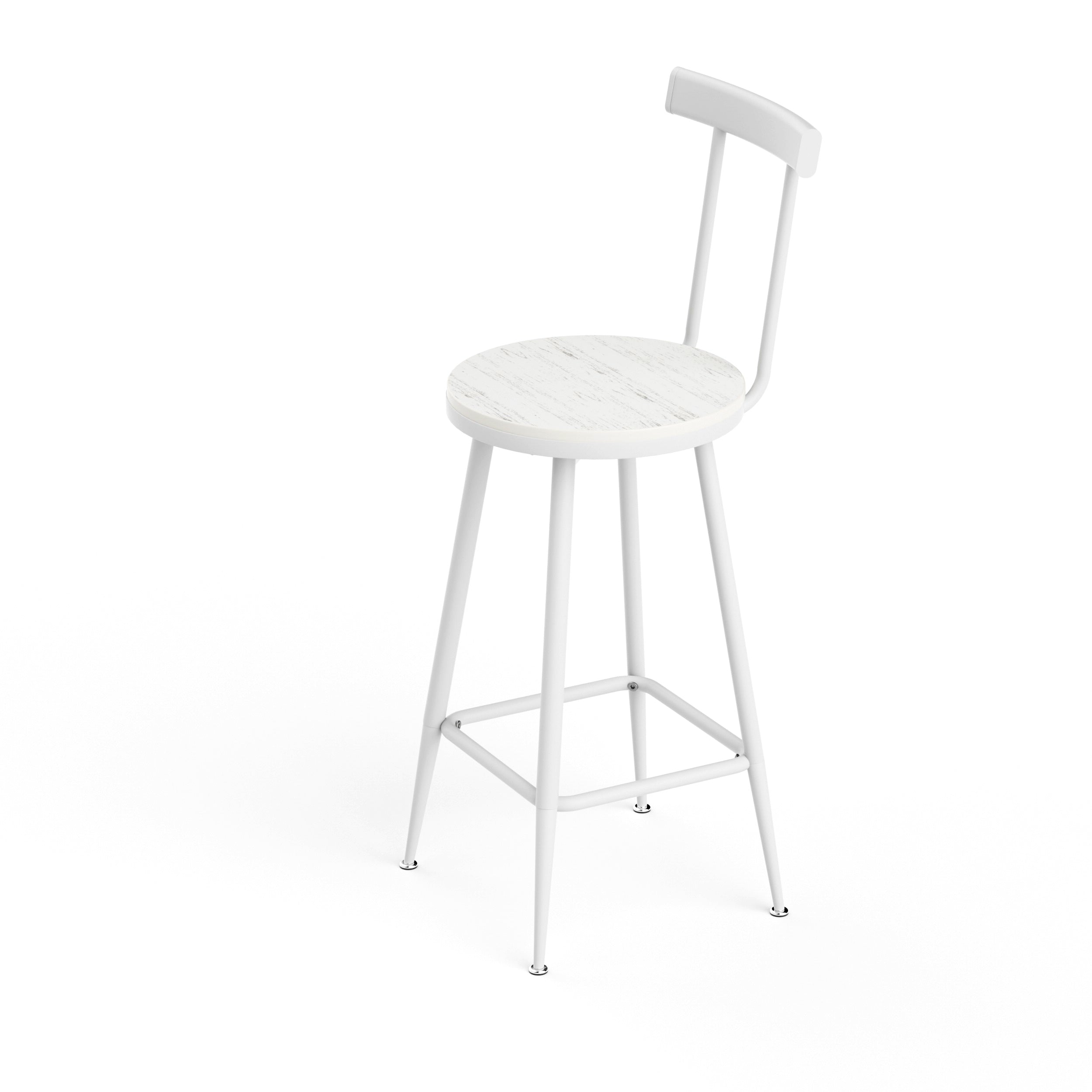 Bar Table and 2 Stools Set Industrial Style Metal Frame - White