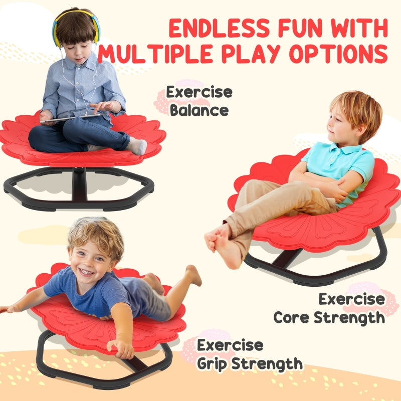Flower-Shaped Sensory Spinning Chair Non-Slip Base Red