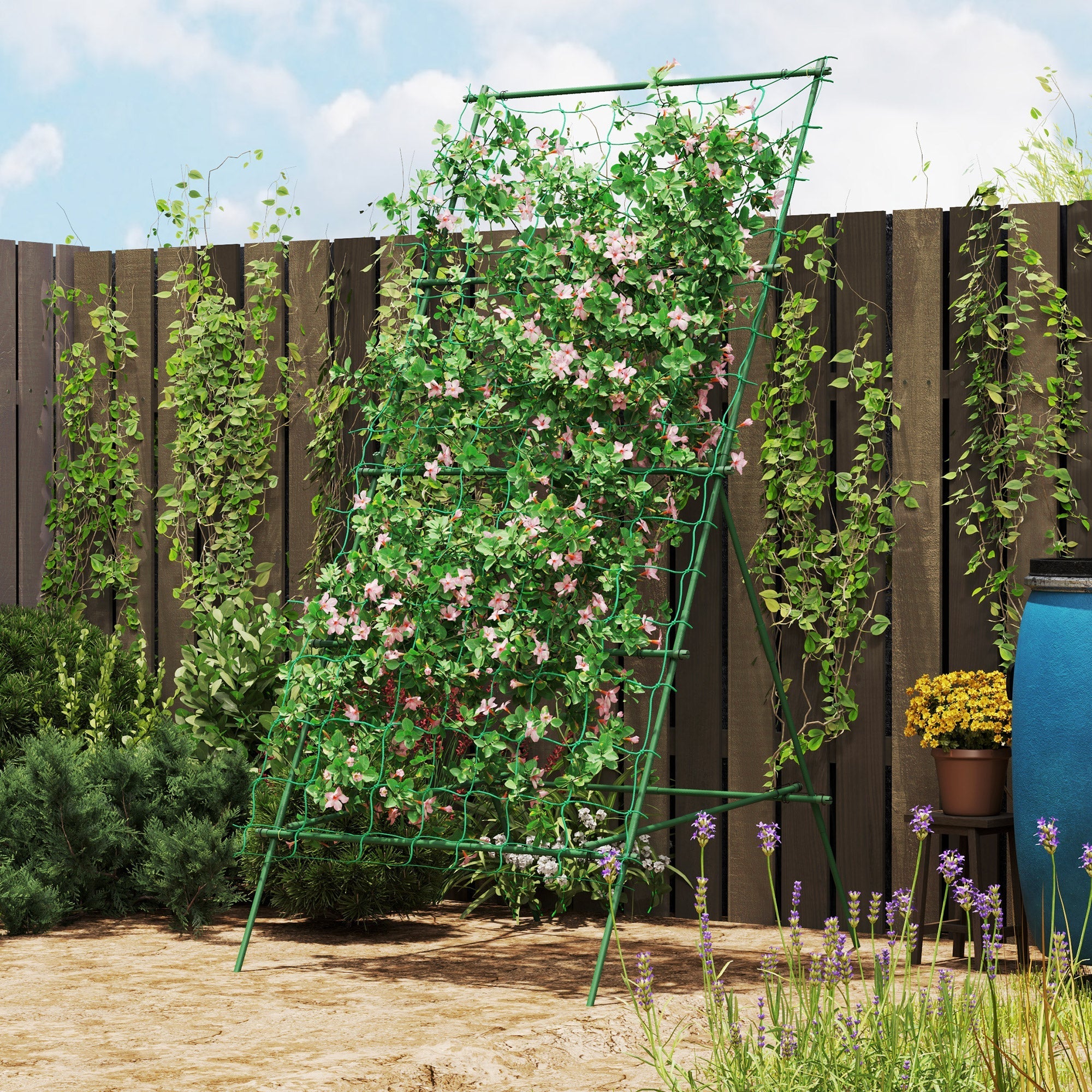 Steel Trellis A-Frame Climbing Aid 101x133x227cm Rustproof Green