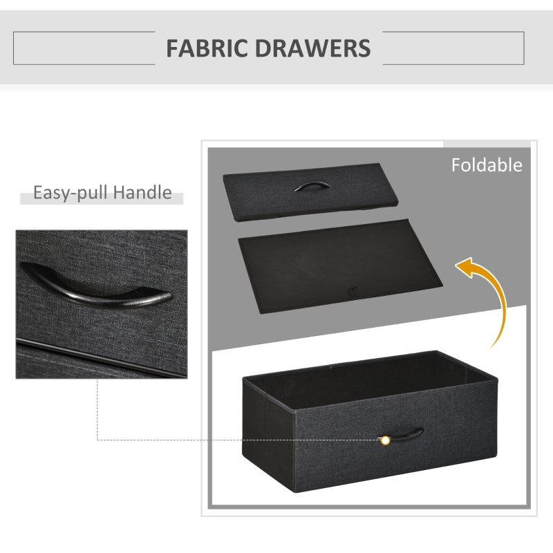3 Drawer Storage Chest Unit with Shelves, Black Engineered Wood