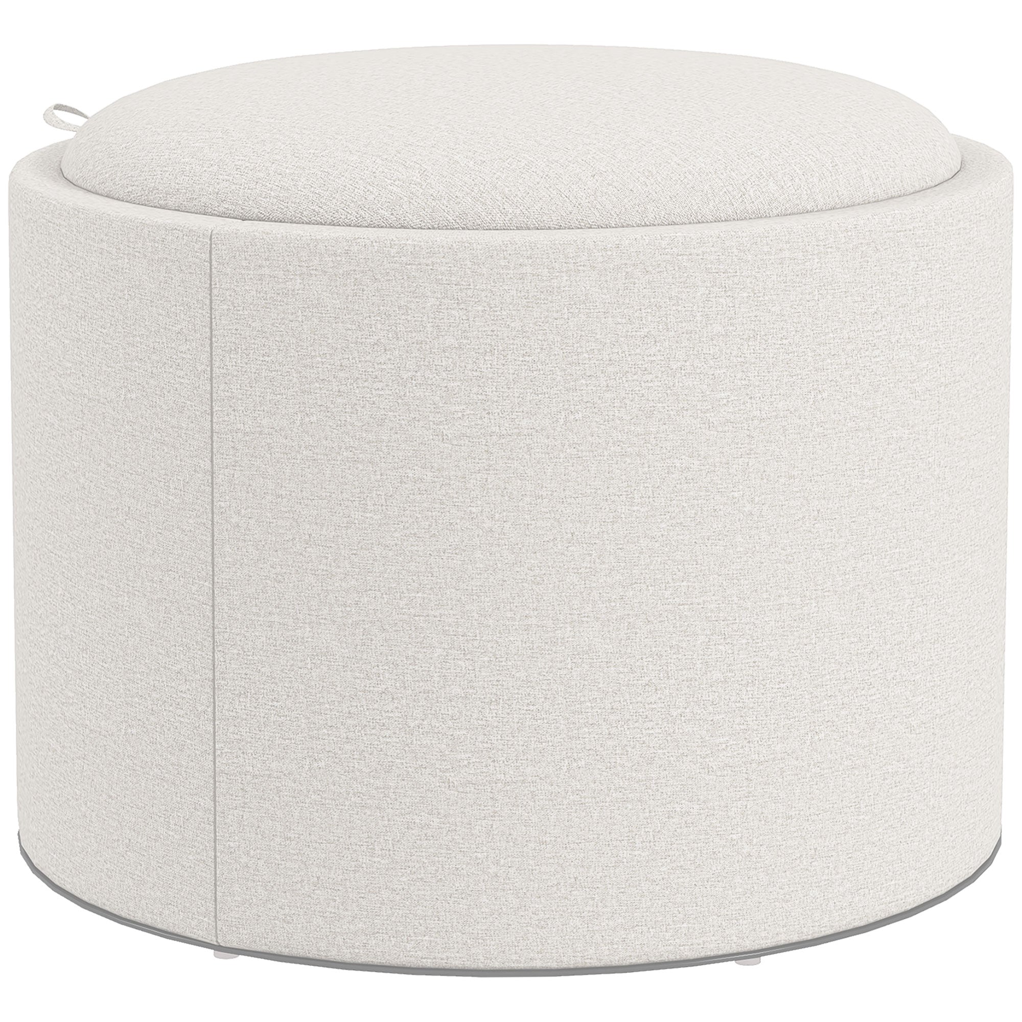 Ottoman Round Stool with Storage & Folding Lid, Cream Linen Look