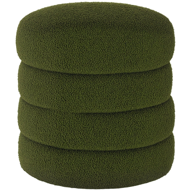Hocker, rund, Teddyfleece, Grün