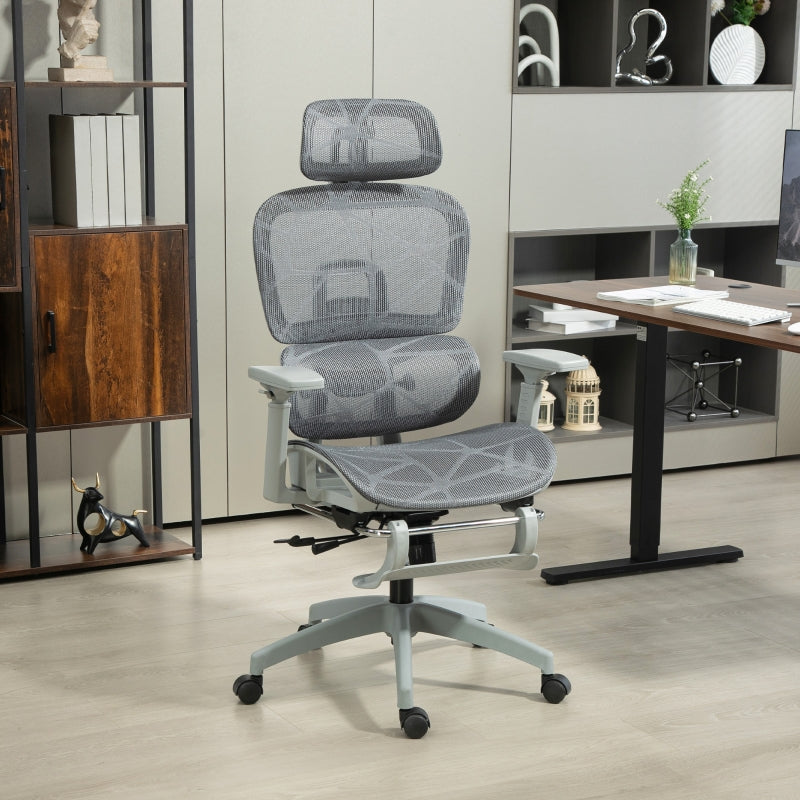 Office Chair, Ergonomic Mesh Desk Chair, Adjustable, Grey