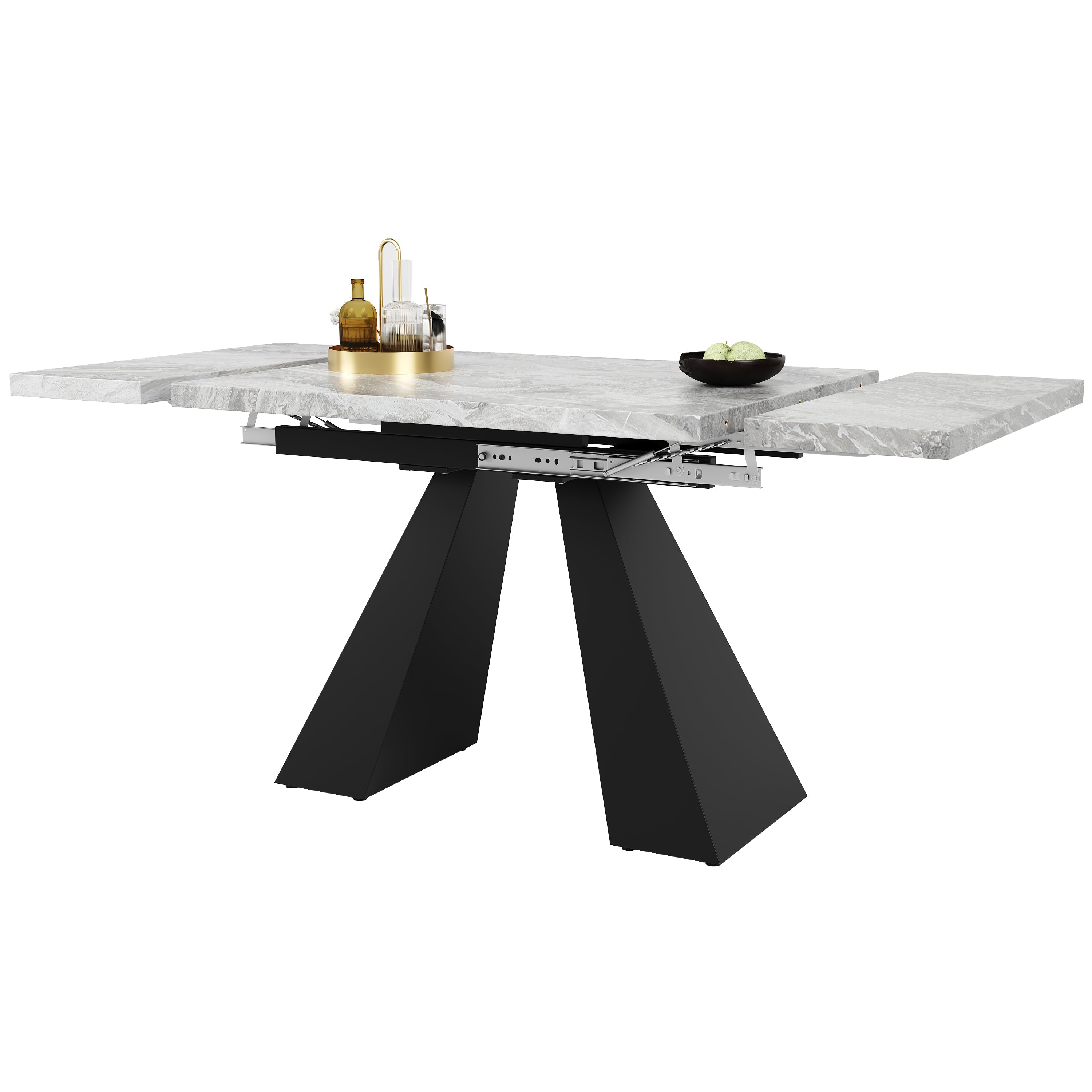 Telescopic Dining Table 99-159cm Extendable Pedestal Legs - Grey