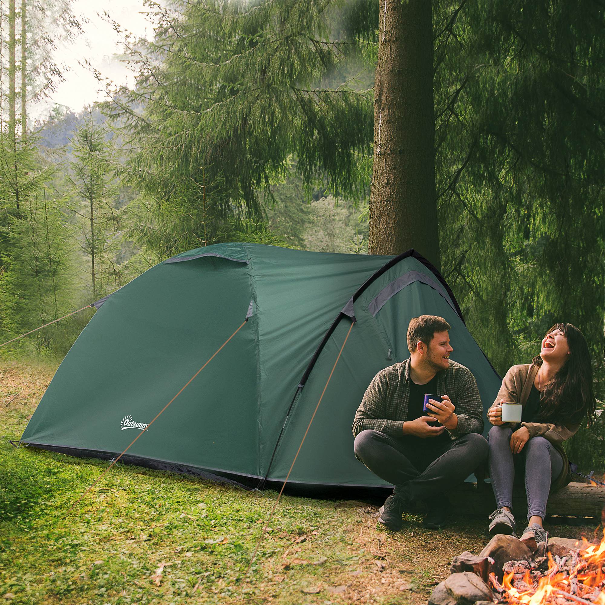 Zelt 2-Personen-Campingkuppel, Polyester Grau