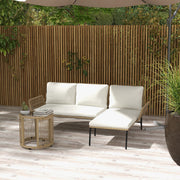 Rattan Garden Furniture Set with Sun Lounger, Coffee Table, Loveseat & Cushions, Cream
