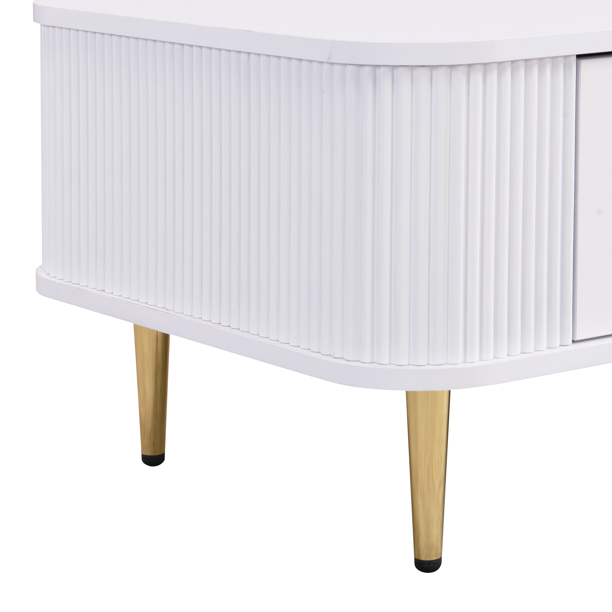 Coffee Table with Drawers, Curved Corners, Wavy Sides, Gold