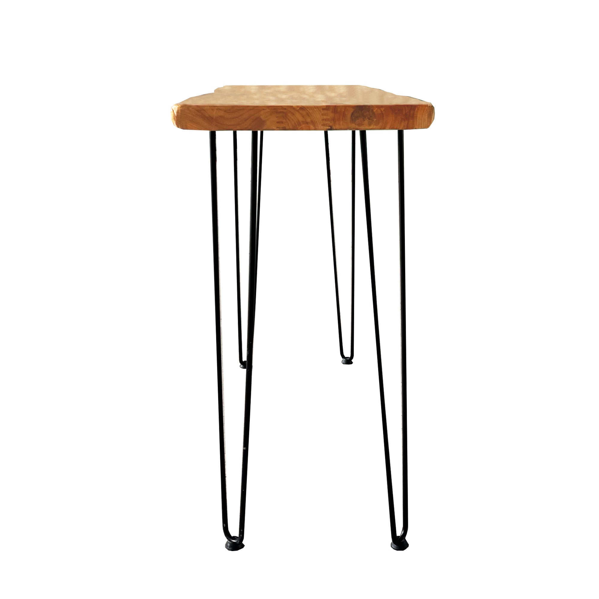 Coffee Table, 108 cm Rectangular Industrial Design with Hairpin Metal Legs, Solid Wood