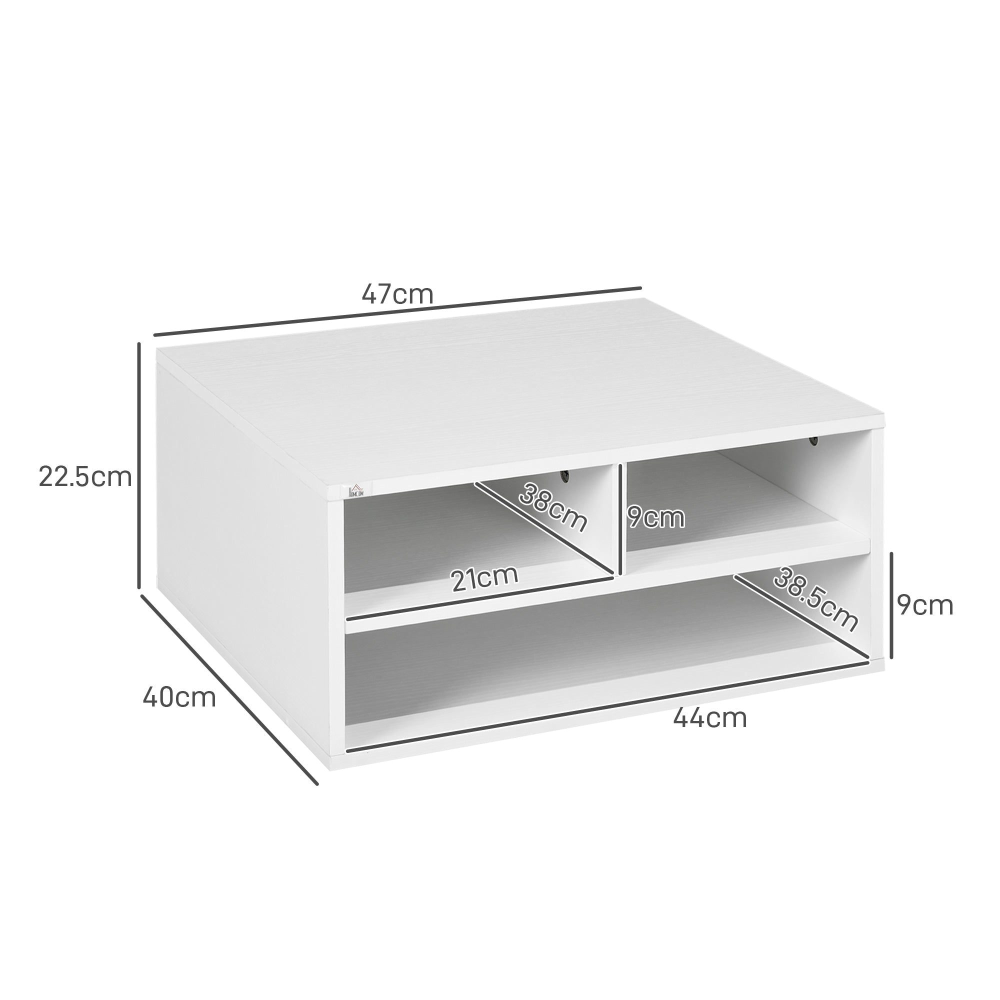 Printer Storage Cabinet, Three-Compartment, White
