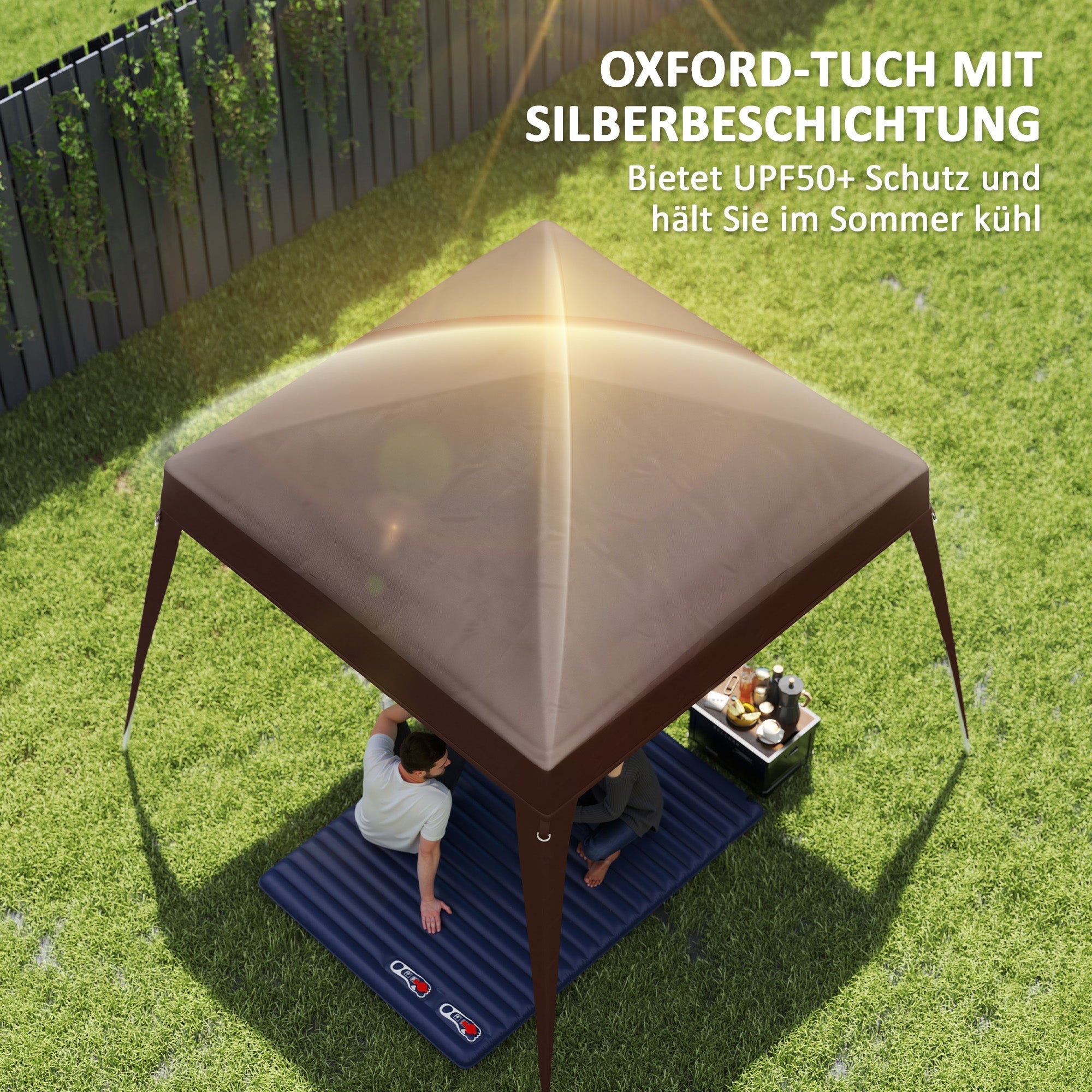 Pavillon-Ersatzdach 3x3m, wasserabweisend, stabil, Kaffee