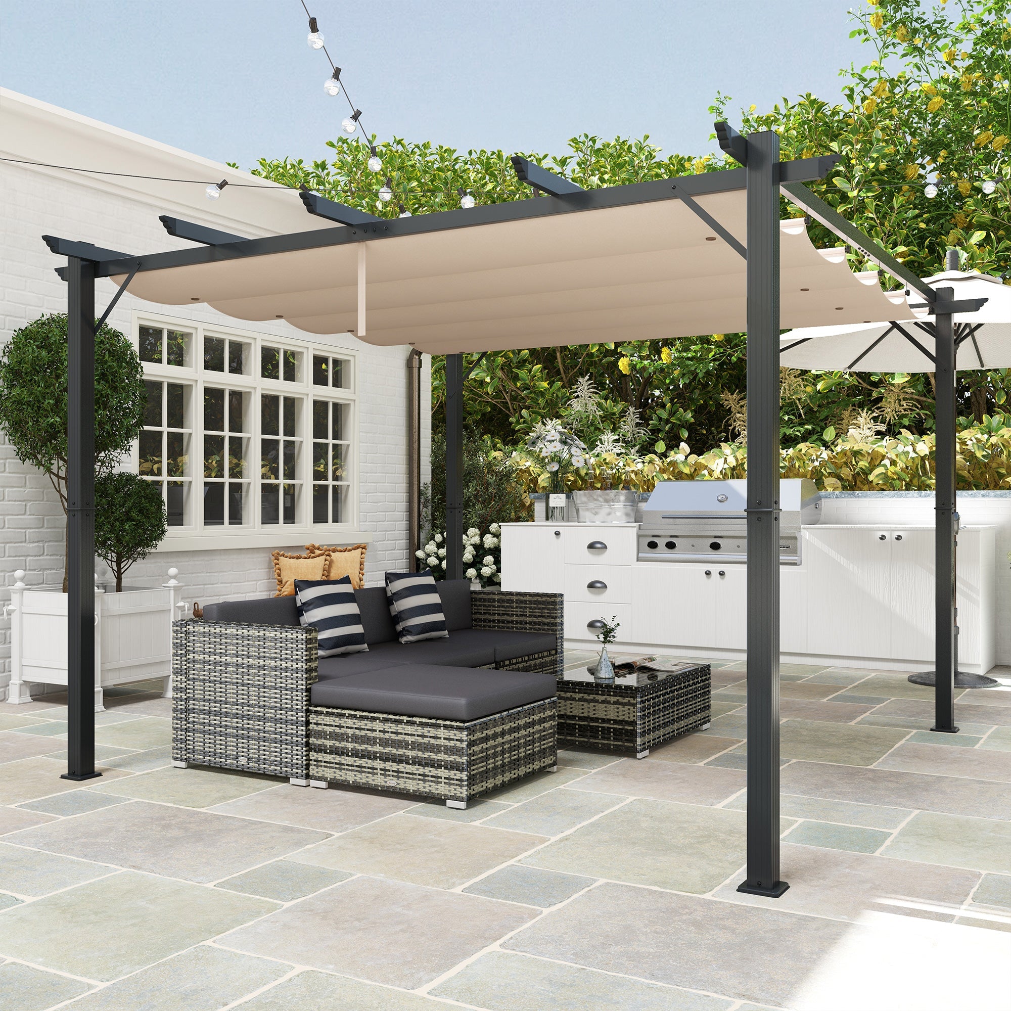 Pergola Canopy Gazebo 3x3m Outdoor Garden Shelter, Aluminium Brown