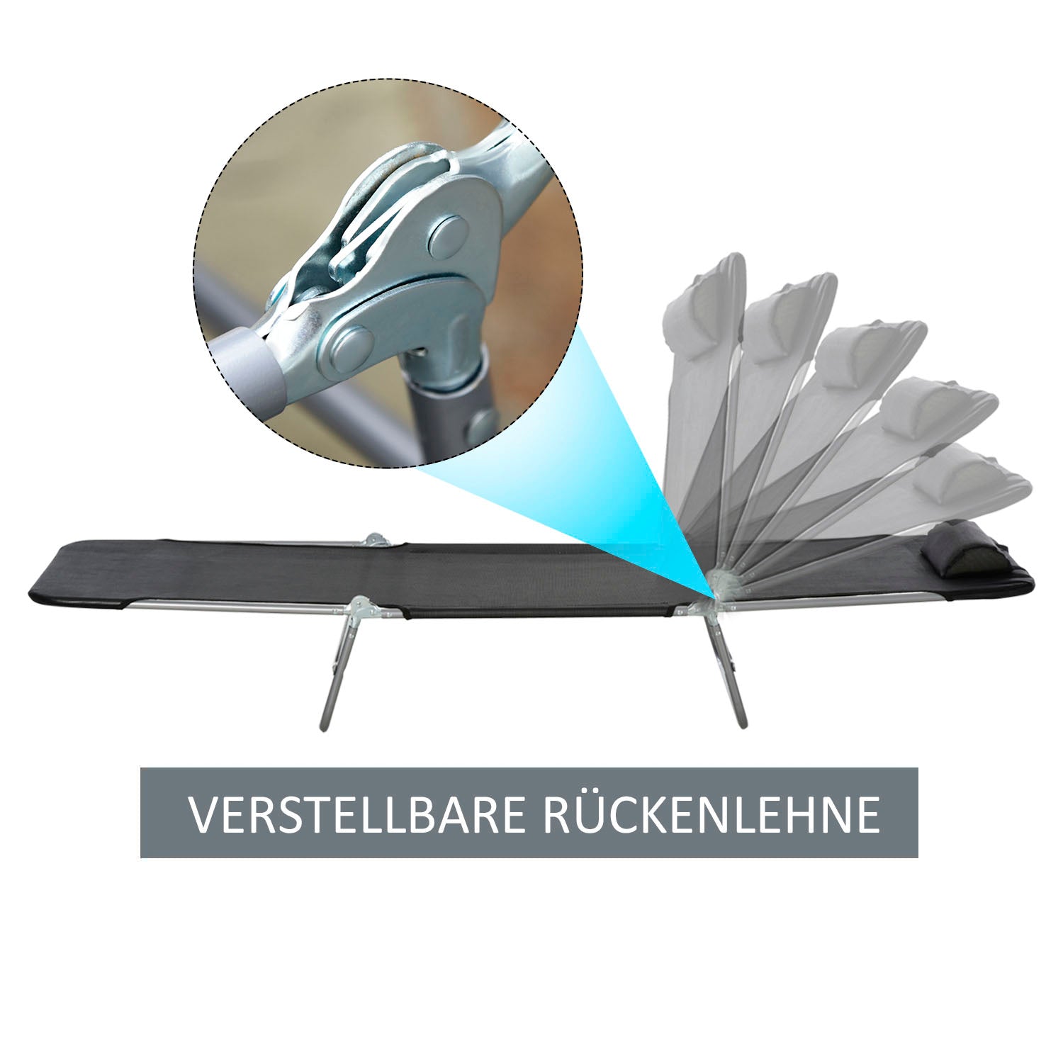 Sun Lounger Relax Lounger 2-Legged Foldable for Garden Black