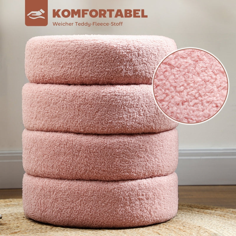 Stool round teddy fleece 120 kg pink