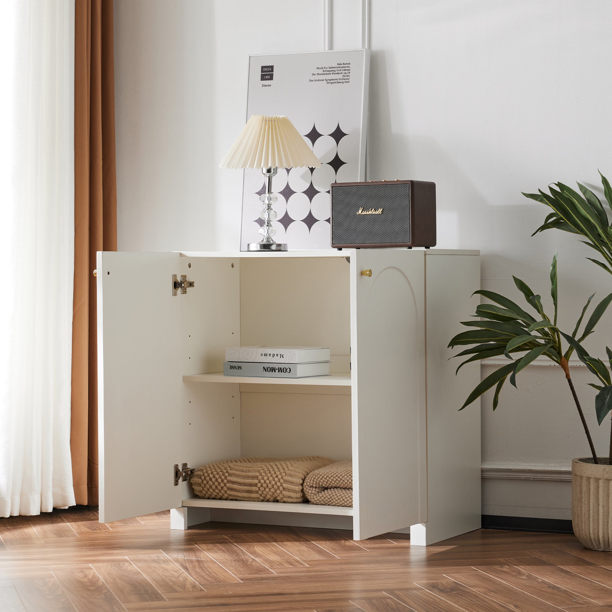 sideboard 2 door cabinet 80 x 40 x 80 cm cream-white