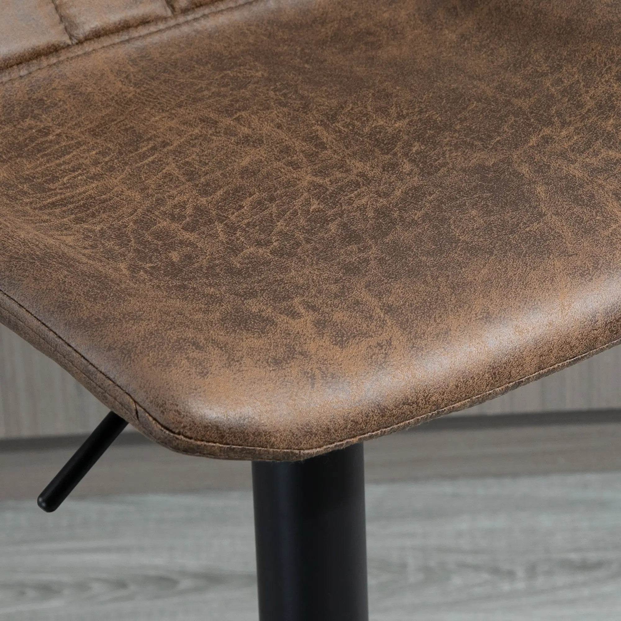 Bar Stools, Height Adjustable Swivel Chair, Brown Polyester