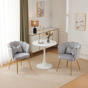 Velvet Chairs, Set of 2 Modern Upholstered with Petal Backs & Butterfly Cushions, Gold Metal Legs