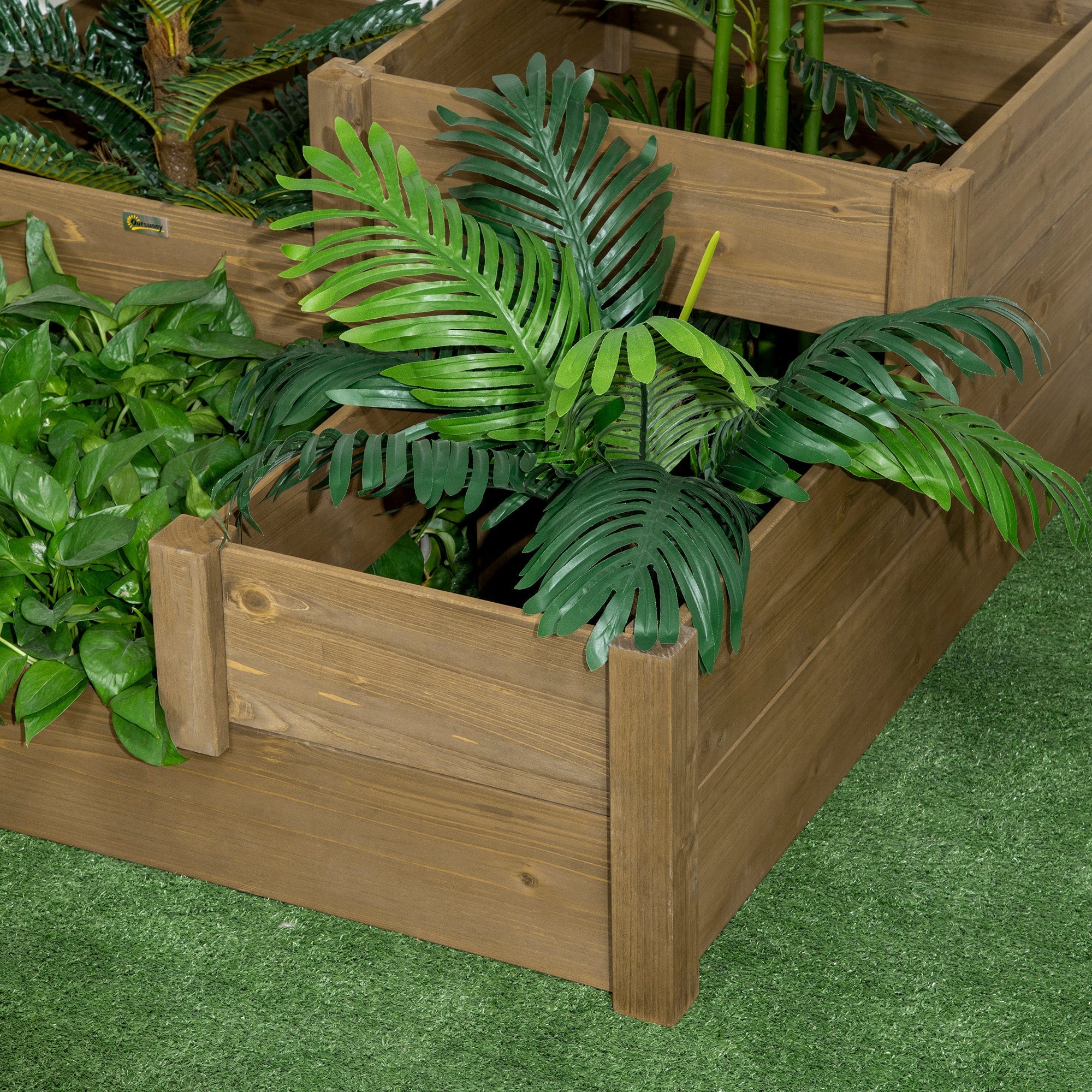 Raised Vegetable Bed, 3-Level Planter for Herbs 122x122x51 cm, Fir Wood Brown