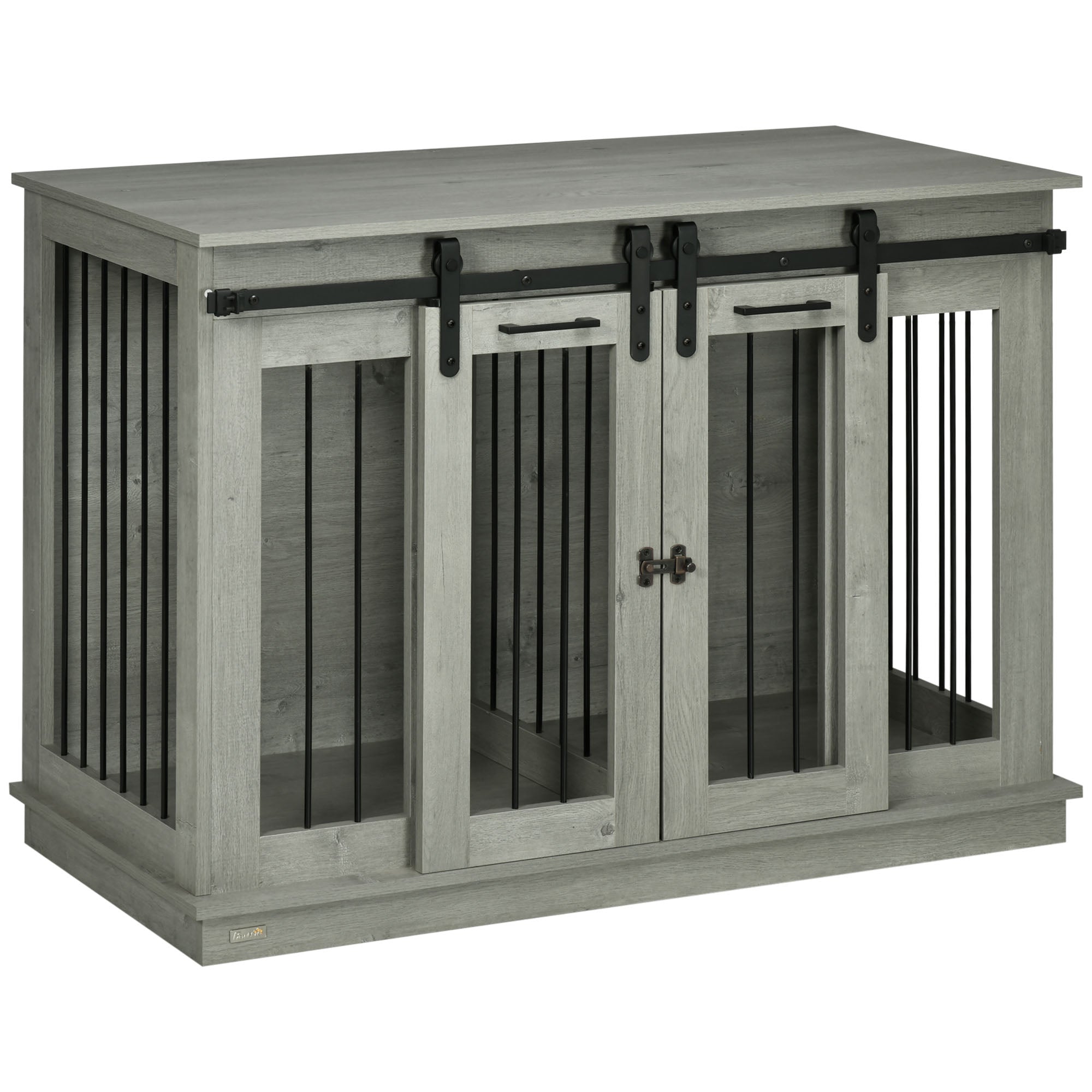 Dog Cage, Two Room Option, Double Doors, Grey