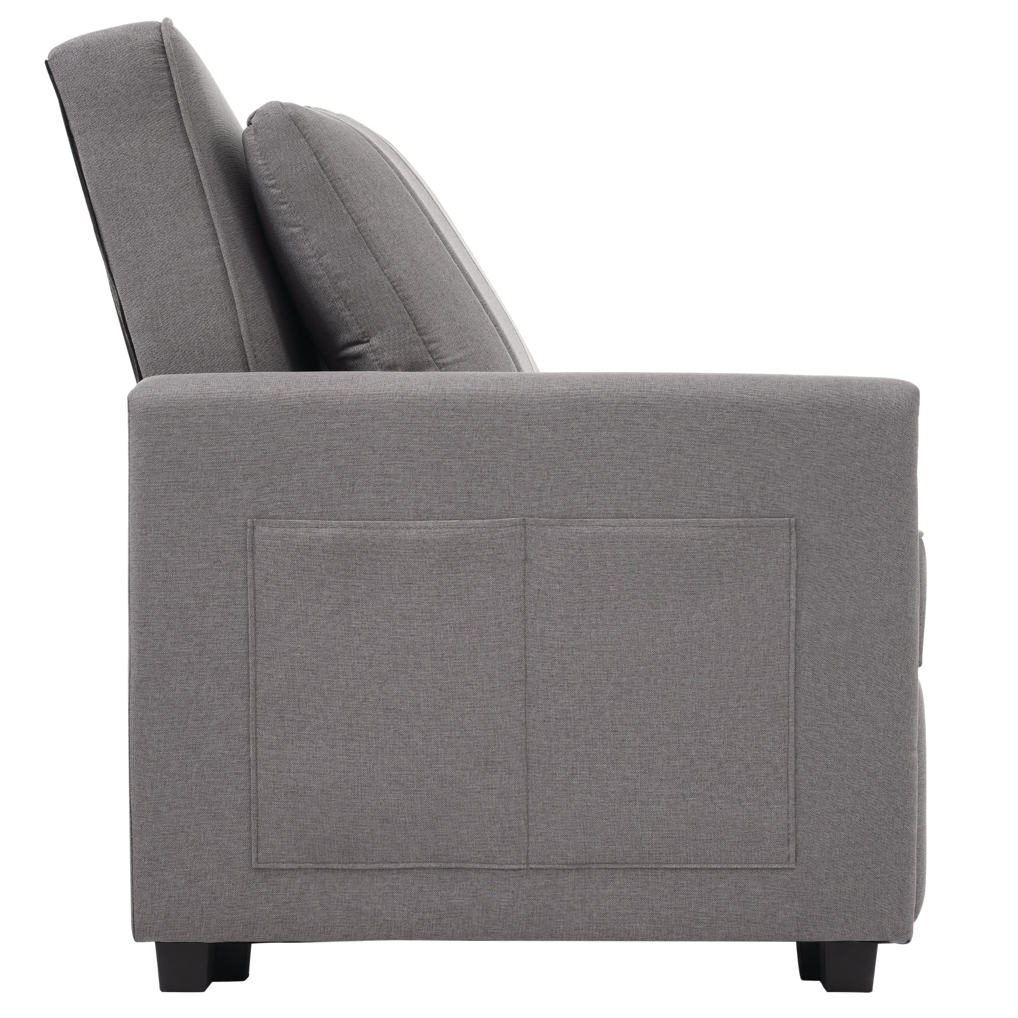 Multifunctional Folding Sofa Bed, Adjustable Backrest 180 x 127 cm, Dark Gray Linen Fabric