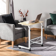 Beistelltisch verstellbar, fahrbarer C-Tisch, Spanplatte & Stahl