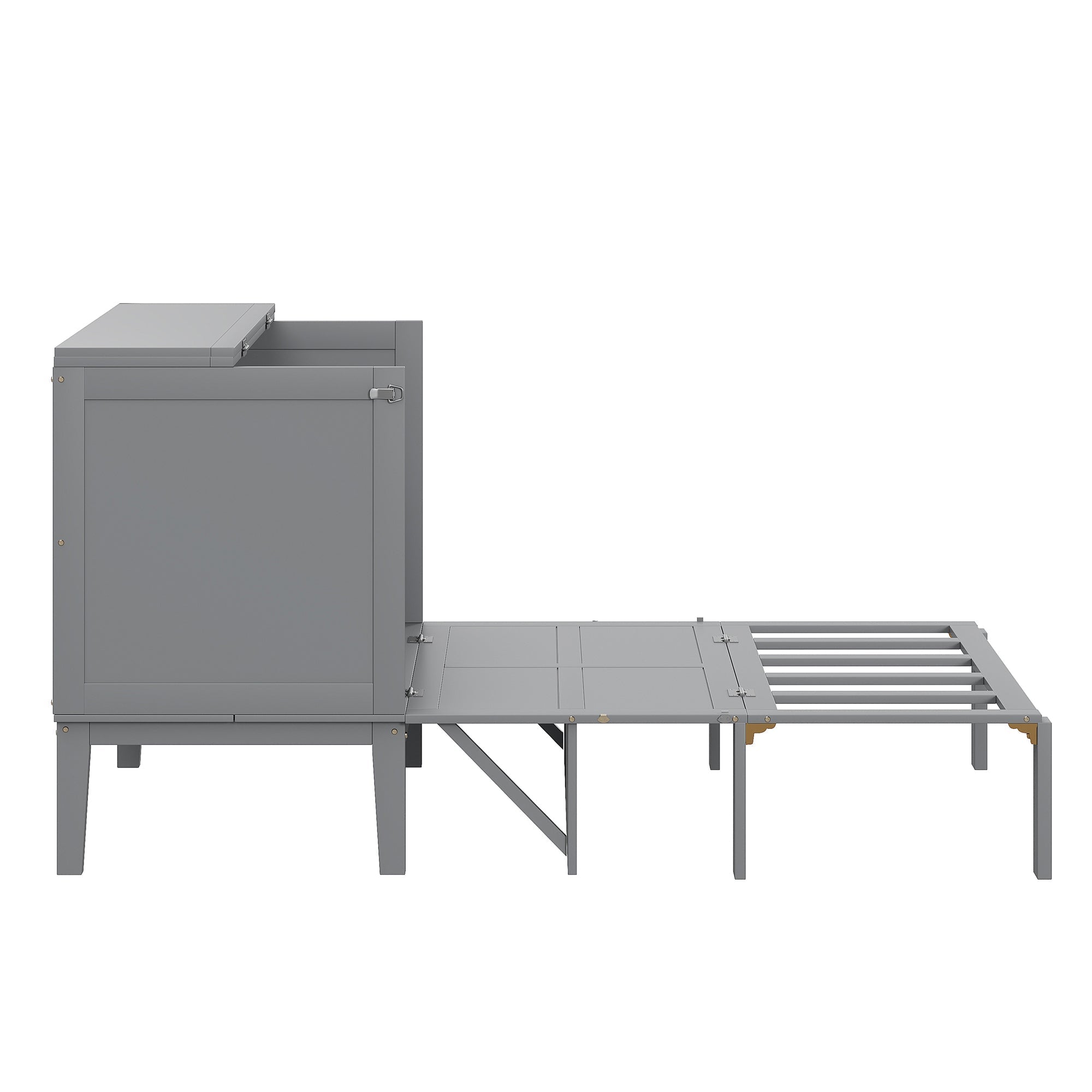 Wall Bed, 90x200 cm, Slatted Frame, Grey