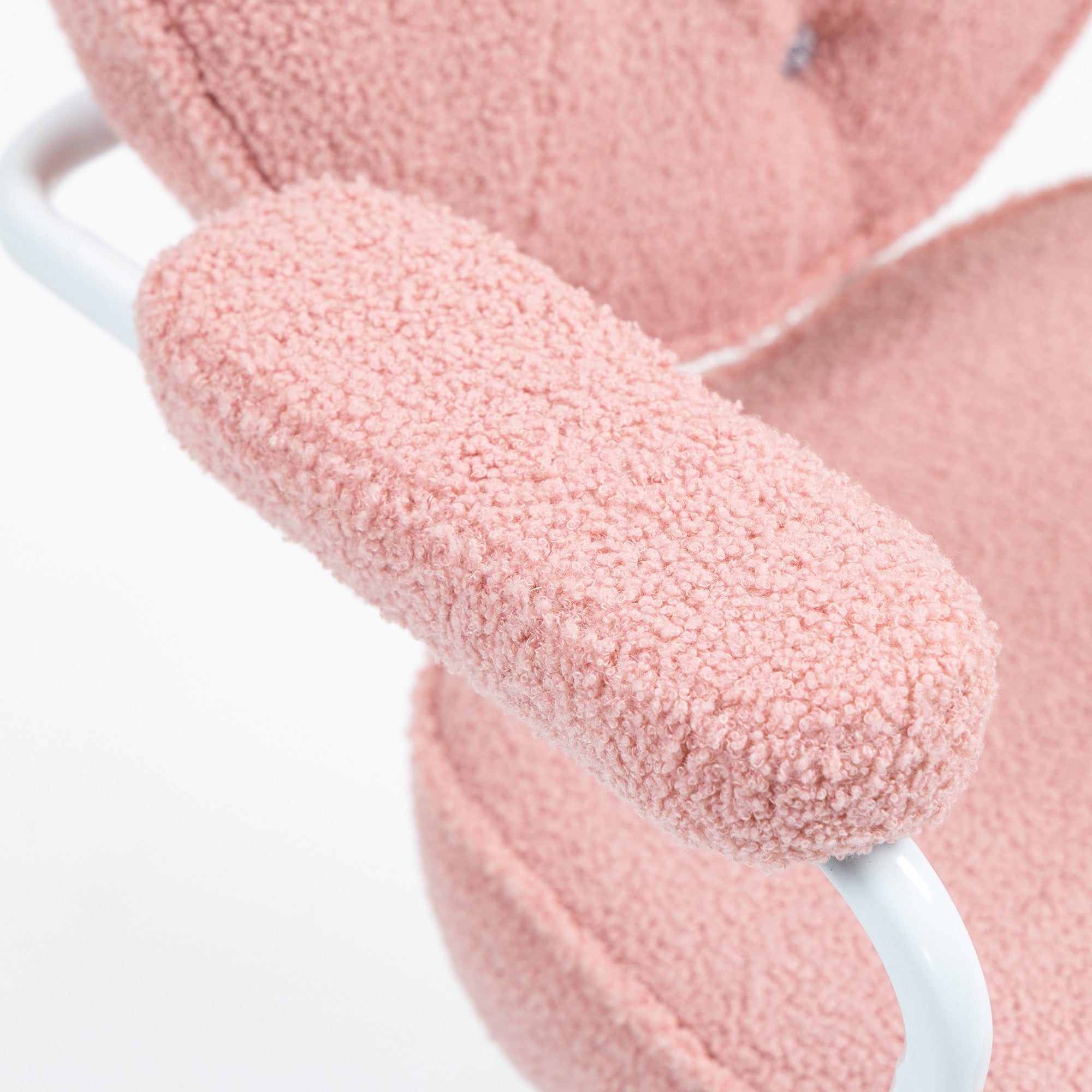 Bürostuhl, ergonomischer Schreibtischstuhl mit Wippfunktion und Drehfunktion, Pinker Teddyfleece