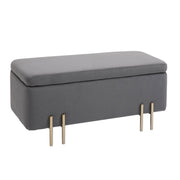 Bench with storage space chest, upholstered, dark grey fabric