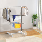 Mobile Clothes Airer, Foldable Tower Dryer 2 Levels, Silver