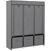 Foldable Wardrobe with Zipper Storage, Non-Woven Fabric, Dark Grey