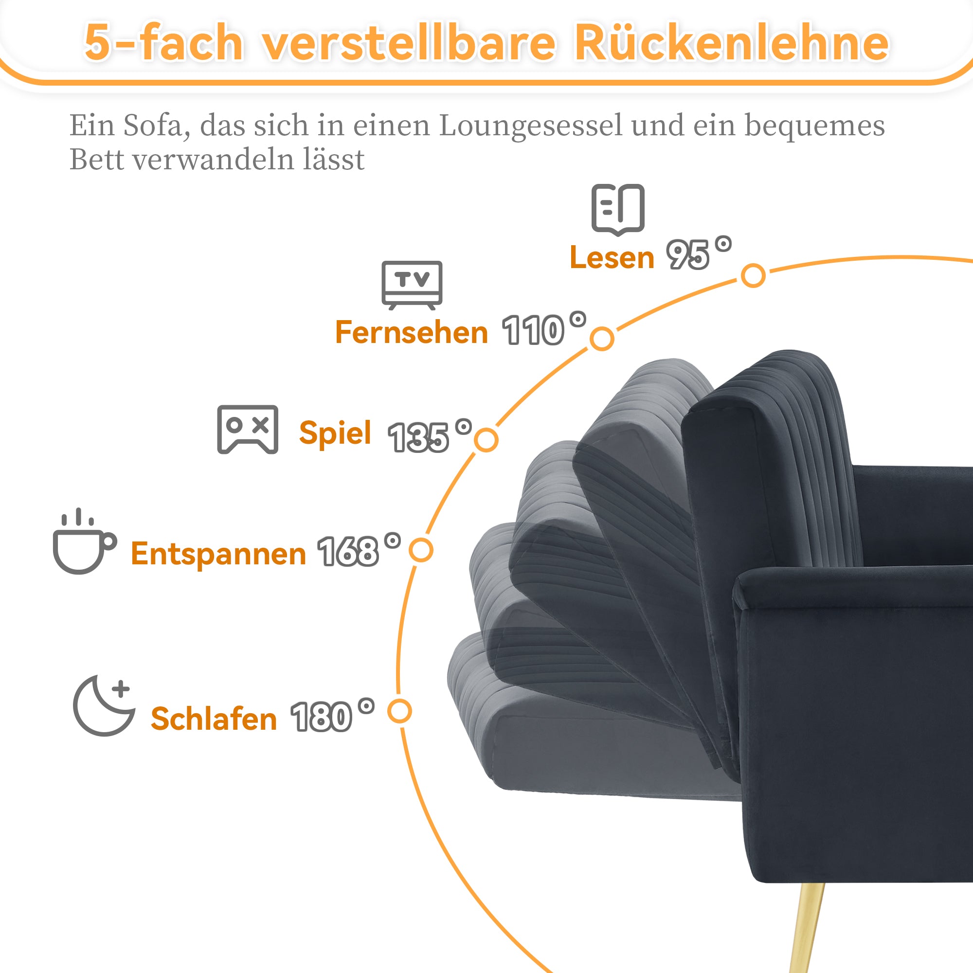 Sofa Bed, Modern Folding with Sleeping Function, Velvet Fabric