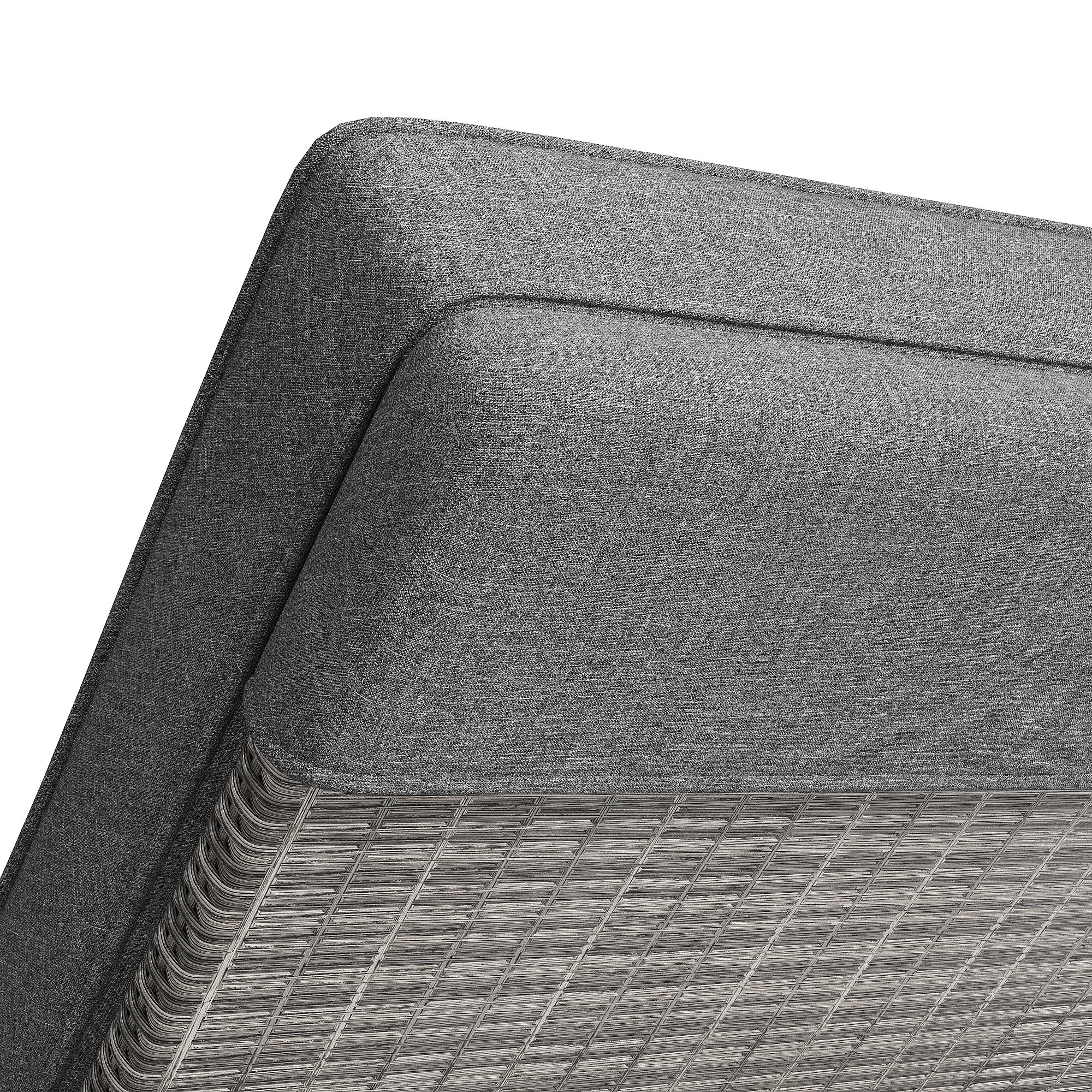 Outdoor Rattan Lounger Set of 2 with Adjustable Backrest and Removable Cushion, Grey