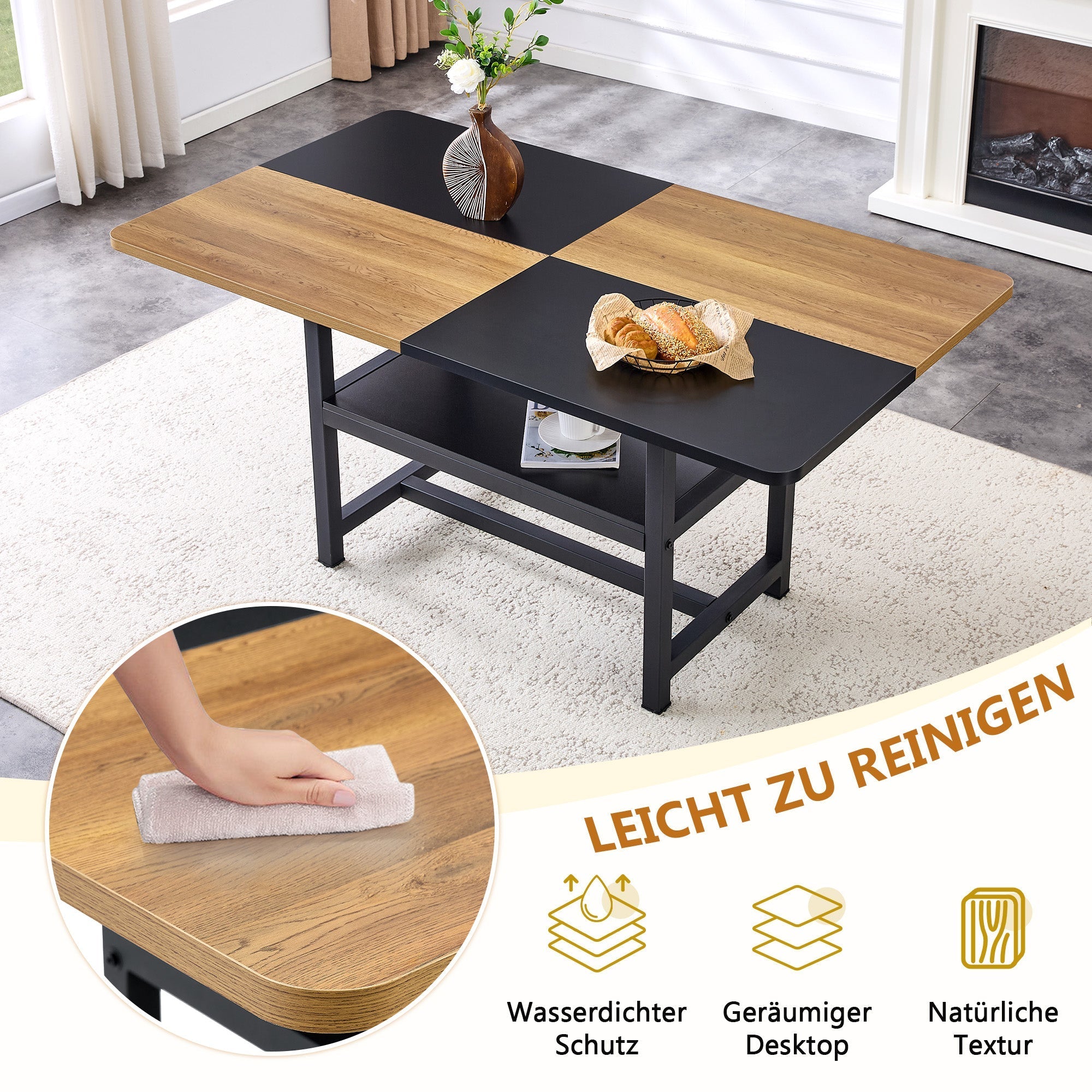 Table Set Rectangular Dining Table Storage Shelf 4 Armchairs Faux Leather White