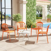 Garden Chairs Set of 4, Stackable Armchair 120 kg Support, Plastic Red