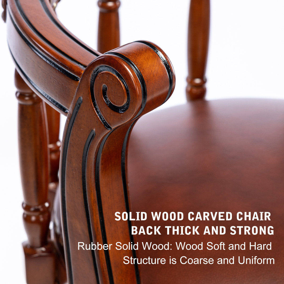 Cow Top Leather Wooden Bar Stools, 360° Swivel with Backs