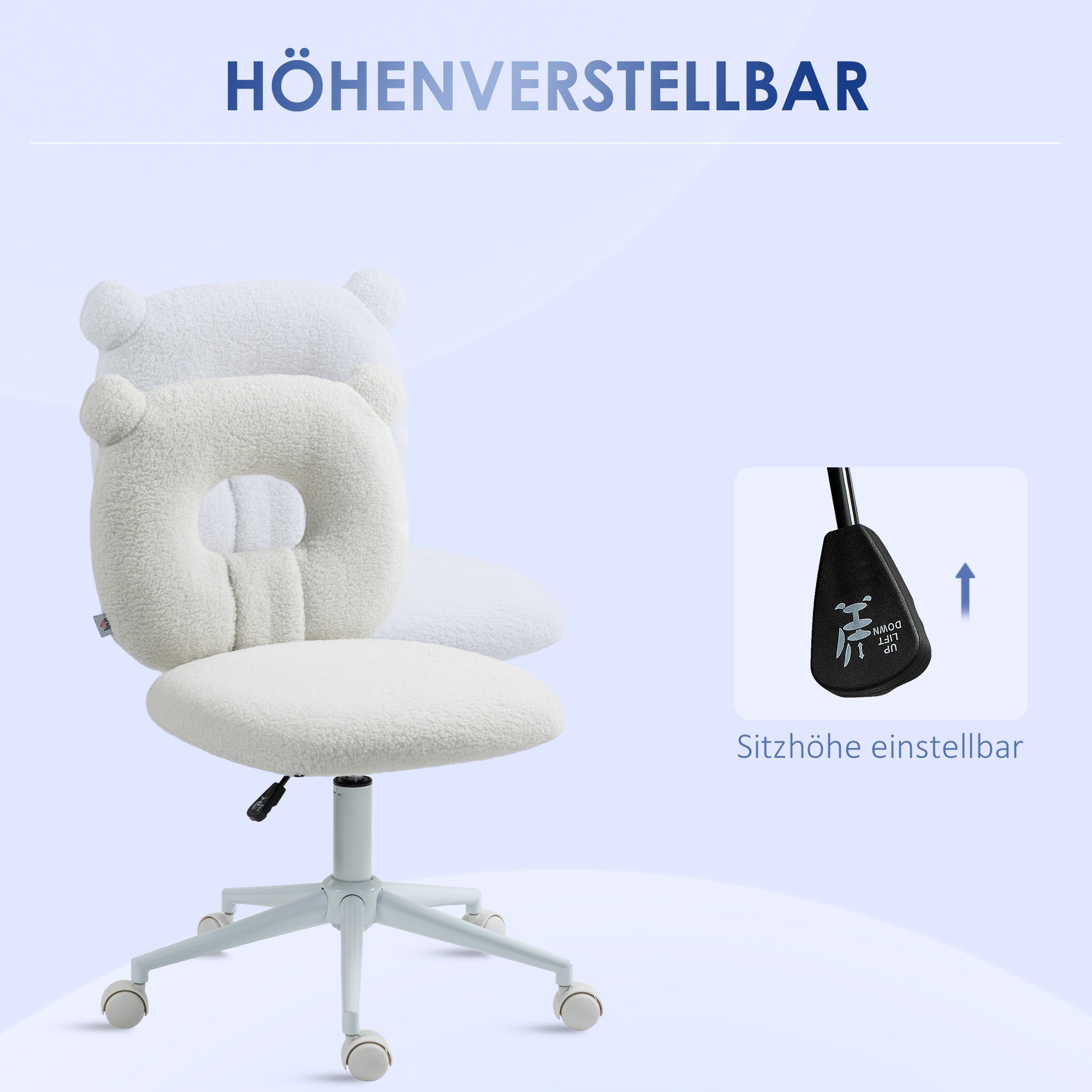 Kinderschreibtischstuhl, höhenverstellbar, drehbar, weiß