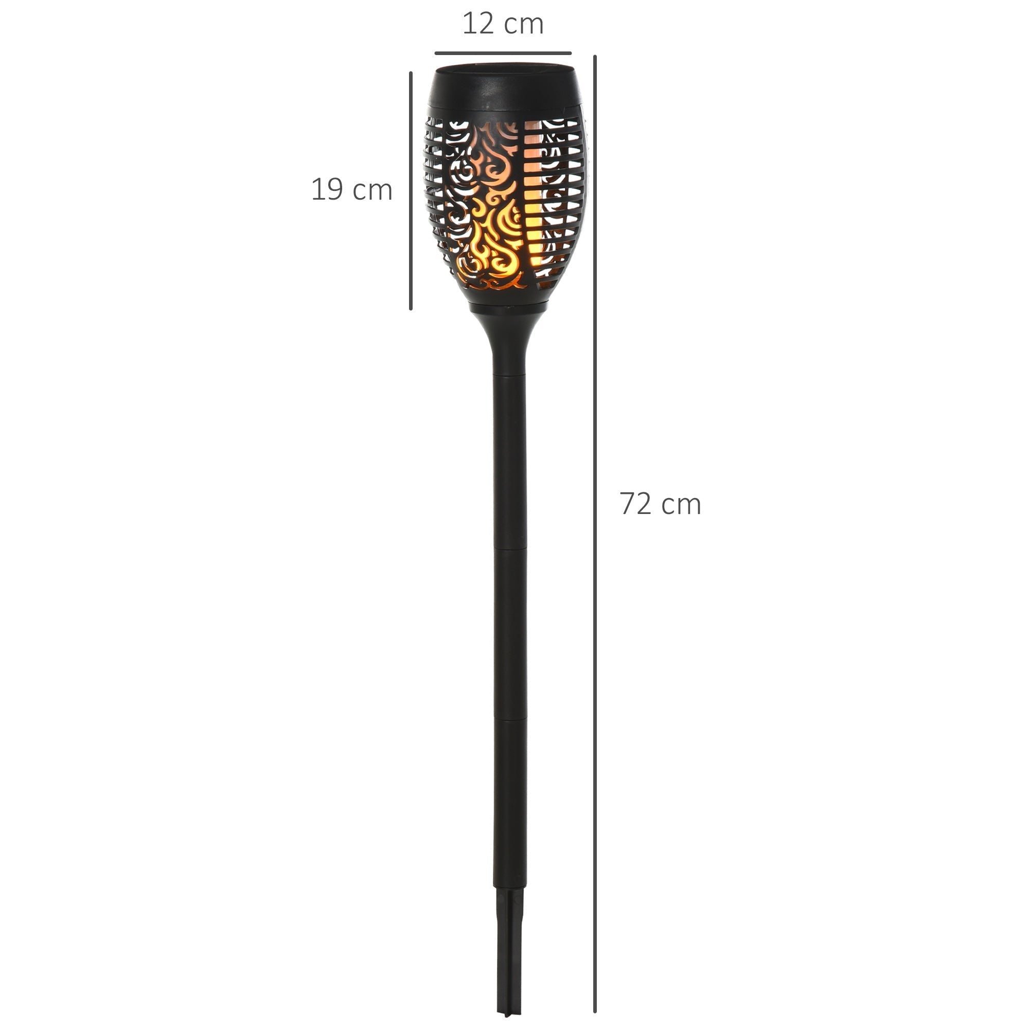 Solar Light Outdoor Set of 4 Garden Lights IP44 Waterproof Warm Light Plastic Black