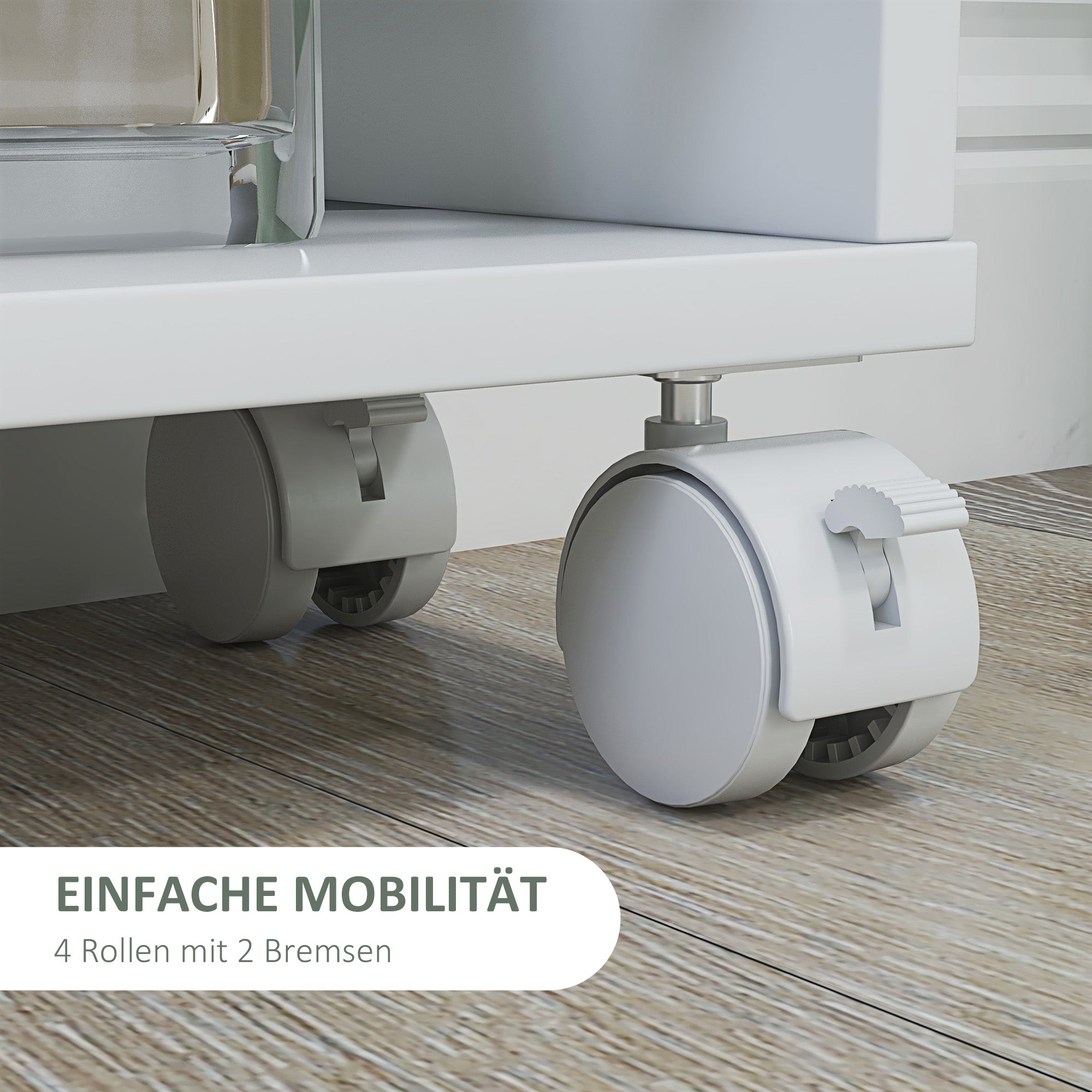 Rolling Trolley 4-Shelf Narrow Serving Storage 45x15x91cm White